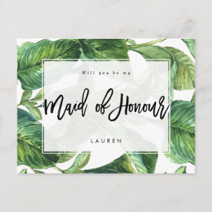 Carte Postale Faire-part paume tropicale vous serez ma domestique d'honneur