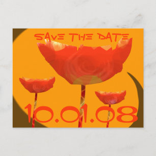 Carte Postale Faire-part Pavot De Corail Orange Enregistrer La Date