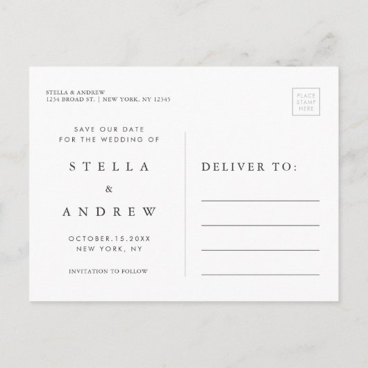 Carte Postale Faire-part Paw Prints Mariage Enregistrer la Date Photo (Dos)