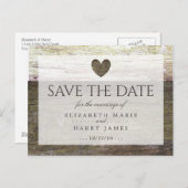 Carte Postale Faire-part Pays Bois Coeur Mariage Enregistrer La Date (Devant / Derrière)