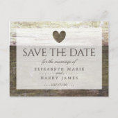 Carte Postale Faire-part Pays Bois Coeur Mariage Enregistrer La Date (Devant)