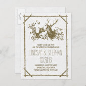 Carte Postale Faire-part Pays chevreuils rustiques enregistrer la date cart (Devant / Derrière)