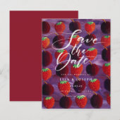 Carte Postale Faire-part Pays des Fruits Rouges Écriture Réserver la Date (Devant / Derrière)