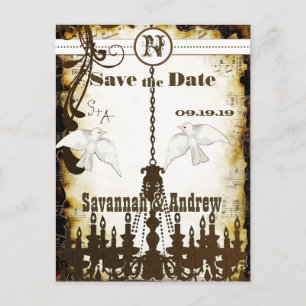 Carte Postale Faire-part Pays Dove Chic Lustre Rustique Enregistrer la Date