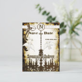Carte Postale Faire-part Pays Dove Chic Lustre Rustique Enregistrer la Date (Debout devant)