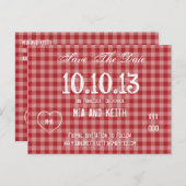 Carte Postale Faire-part Pays gingham rouge (Devant / Derrière)