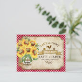 Carte Postale Faire-part Pays Pique-nique Tournesol En vichy Enregistrer la (Debout devant)