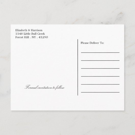 Carte Postale Faire-part Pays Rustic Birch Tree Mariage Enregistrer La Date (Dos)
