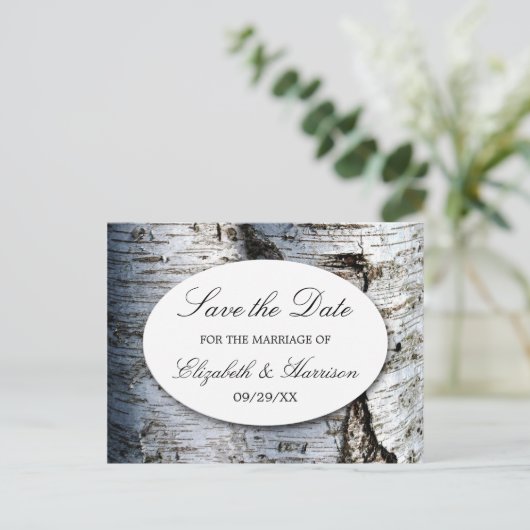 Carte Postale Faire-part Pays Rustic Birch Tree Mariage Enregistrer La Date (Debout devant)