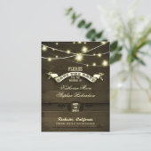 Carte Postale Faire-part pays rustique enregistrer la date avec des lumière (Debout devant)