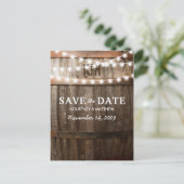 Carte Postale Faire-part Pays rustique Enregistrer la date | Chaîne de lumi (Debout devant)