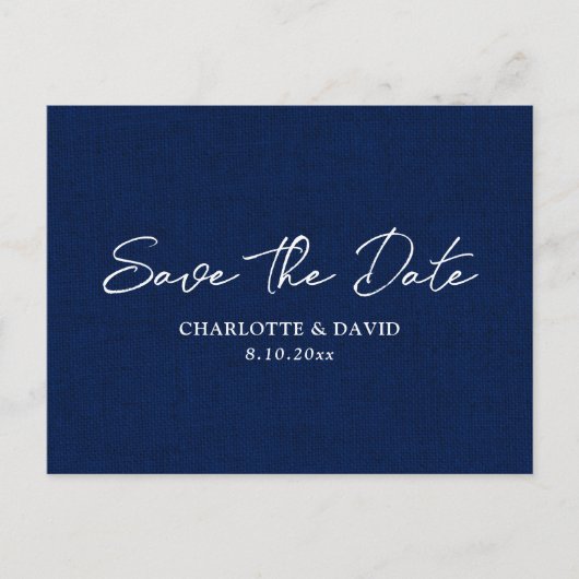 Carte Postale Faire-part Pays Rustique Marine Bleu Mariage Enregistrer La D (Devant)