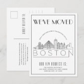 Carte Postale Faire-part Paysage de Boston Moderne Deco | Changement d'adre (Devant / Derrière)
