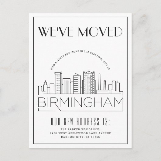 Carte Postale Faire-part Paysage urbain de Birmingham Style Moderne Changem (Devant)