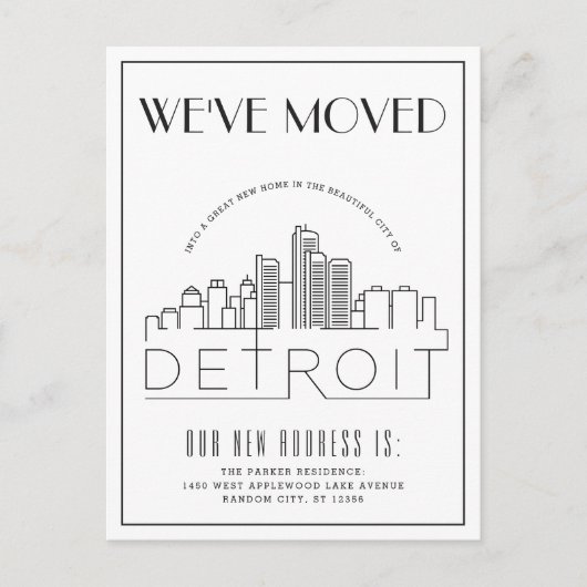 Carte Postale Faire-part Paysage urbain moderne de Détroit, Art déco, Chang (Devant)