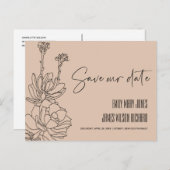 CARTE POSTALE FAIRE-PART PEACH CACTUS DU DÉSERT PLANTE SUCCULENTE CROQUIS S (Devant / Derrière)