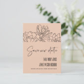 Carte Postale Faire-part PEACH DÉserts CACTUS SUCCULENTE ESQUISSE ENREGISTR (Debout devant)