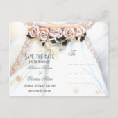 Carte Postale Faire-part Peach rose mariage de fleurs enregistrer la date (Dos)