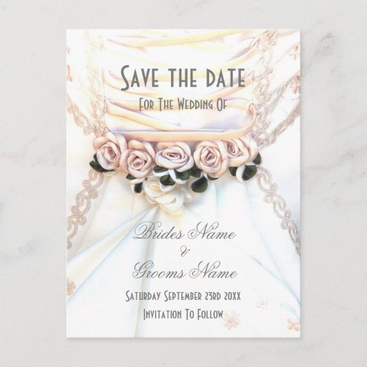 Carte Postale Faire-part Peach rose mariage de fleurs enregistrer la date (Devant)