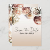 Carte Postale Faire-part Peachy rose crémeux Fleurs blanches Enregistrer la (Devant / Derrière)