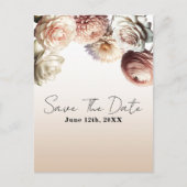 Carte Postale Faire-part Peachy rose crémeux Fleurs blanches Enregistrer la (Devant)