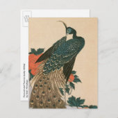 Carte Postale Faire-part Peacock et Peonies par Mariage Hiroshige (Devant / Derrière)