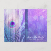 Carte Postale Faire-part Peacock Feather Purple Glam Boho Enregistrer la da (Devant)