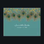 Carte Postale Faire-part Peacock Feathers & Gold N'IMPORTE QUELLE COULEUR E<br><div class="desc">Peacock Feathers & Gold N'IMPORTE QUELLE COULEUR Enregistrer la date Carte postale. Personnalisé pour tout événement.</div>