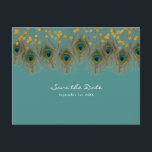 Carte Postale Faire-part Peacock Feathers & Gold N'IMPORTE QUELLE COULEUR E<br><div class="desc">Peacock Feathers & Gold N'IMPORTE QUELLE COULEUR Enregistrer la date Carte postale. Personnalisé pour tout événement.</div>