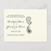 Carte Postale Faire-part PeaPod Green Paisley Enregistrez la date de vos ph (Dos)