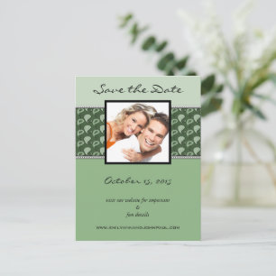 Carte Postale Faire-part PeaPod Green Paisley Enregistrez la date de vos ph