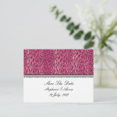 Carte Postale Faire-part Peau d'animal d'impression rose Enregistrer la dat (Debout devant)