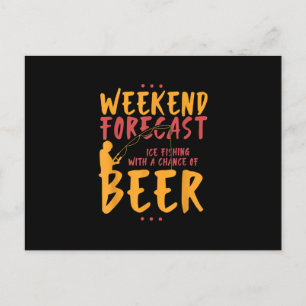 Carte Postale Faire-part Pêche à la ligne et pêche sur glace avec de la biè