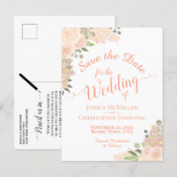 Pêche de corail Floral Boho Wedding Enregistrer la