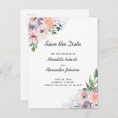 Carte Postale Faire-part Pêche Fleur Violet Poussiéreux Code QR Enregistrer (Devant / Derrière)