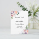 Carte Postale Faire-part Pêche Fleur Violet Poussiéreux Code QR Enregistrer (Debout devant)