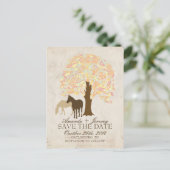 Carte Postale Faire-part Pêche jaune et menthe automne chevaux save the dat (Debout devant)