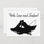 Carte Postale Faire-part Pêcheur en plein air Enregistrer la date (Devant / Derrière)