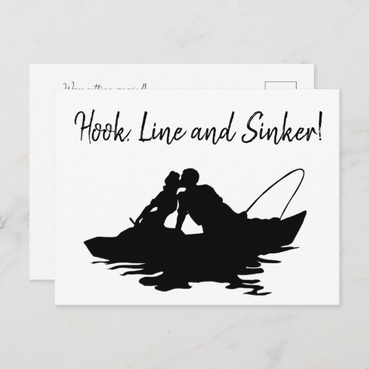 Carte Postale Faire-part Pêcheur en plein air Enregistrer la date (Devant / Derrière)