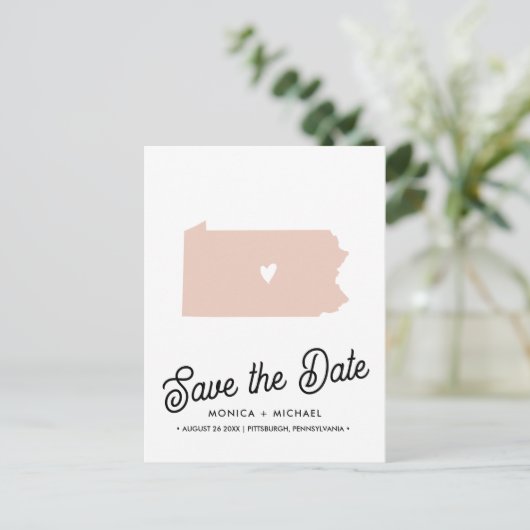 Carte Postale Faire-part PENNSYLVANIA Etat Destination Mariage N'IMPORTE QU (Debout devant)