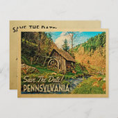 Carte Postale Faire-part Pennsylvanie Enregistrer la date Rustique Cabine M (Devant / Derrière)