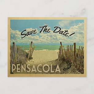 Carte Postale Faire-part Pensacola Enregistrer La Date Vintage Plage Nautiq