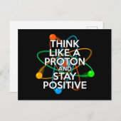 CARTE POSTALE FAIRE-PART PENSEZ À UN PROTON ET RESTEZ POSITIF (Devant / Derrière)