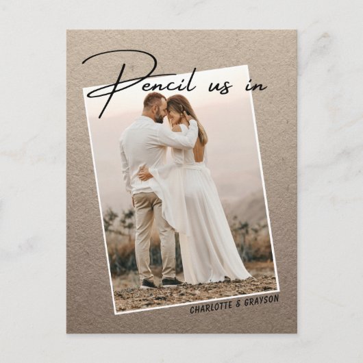 Carte Postale Faire-part Pensez-Nous Dans Enregistrer La Date Photo Mariage (Devant)