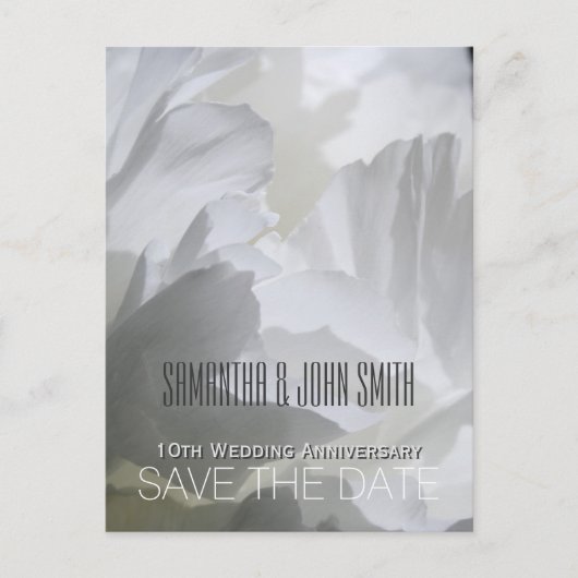 Carte Postale Faire-part Peony 10e Anniversaire de Mariage Enregistrer la D (Devant)