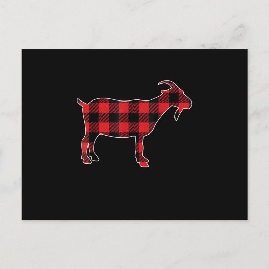 Carte Postale Faire-part Père Noël chèvre à carreaux rouges de Noël (Devant)