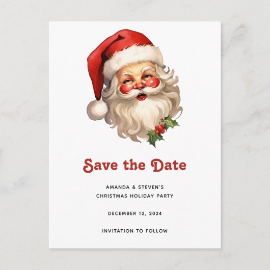 Carte Postale Faire-part Père Noël Joyeux Joliment Saint-Nicolas Style Rétr (Devant)