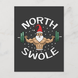 Carte Postale Faire-part Père Noël musclé drôle muscle du Nord Noël Fitness