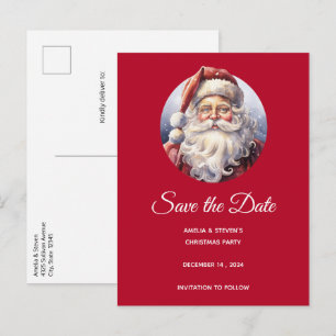 Carte Postale Faire-part Père Noël rétro dans un chapeau rouge de Noël