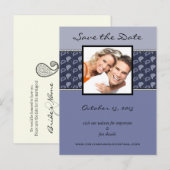 Carte Postale Faire-part Periwinkle Ivory Paisley Enregistrer La Date Votre (Devant / Derrière)